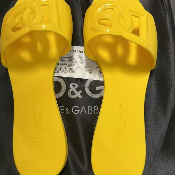 Dolce & Gabbana Yellow Slide Sandals - Size 38 - Picture 4 of 5